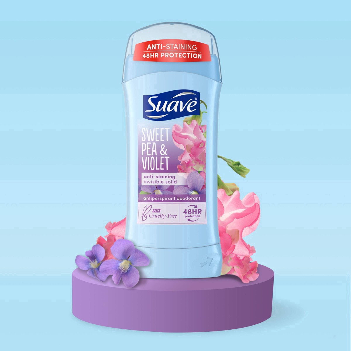 slide 31 of 39, Suave Deodorant Antiperspirant Deodorant Stick Sweet Pea Violet, 2.6 oz, 2 Count, 2.6 oz