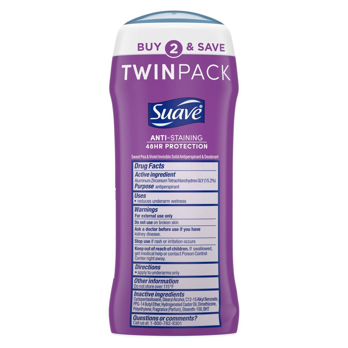 slide 33 of 39, Suave Deodorant Antiperspirant Deodorant Stick Sweet Pea Violet, 2.6 oz, 2 Count, 2.6 oz