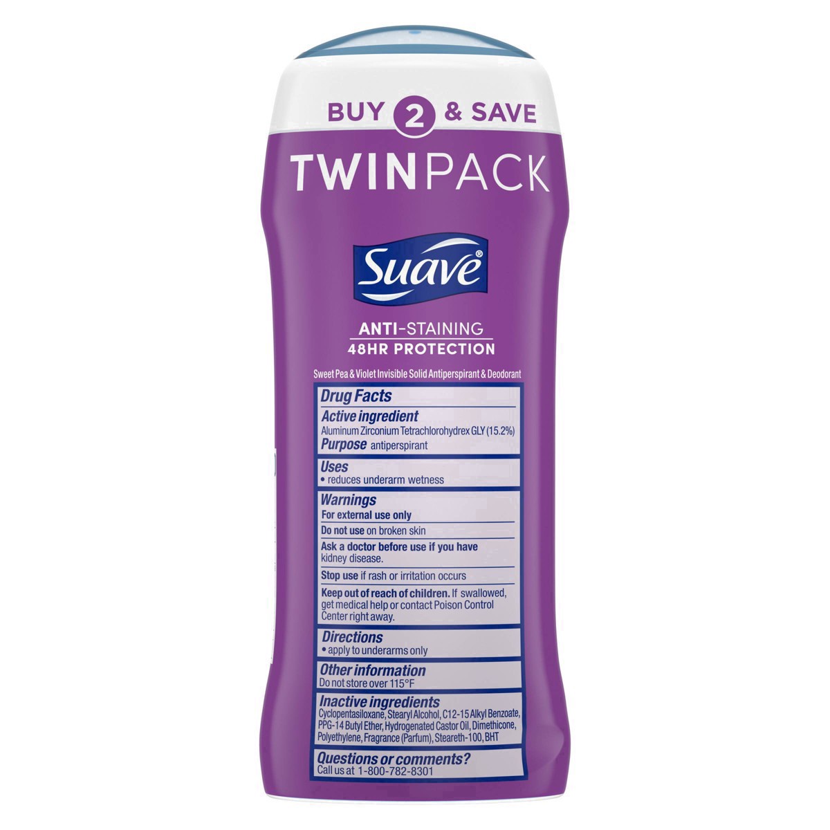 slide 25 of 39, Suave Deodorant Antiperspirant Deodorant Stick Sweet Pea Violet, 2.6 oz, 2 Count, 2.6 oz