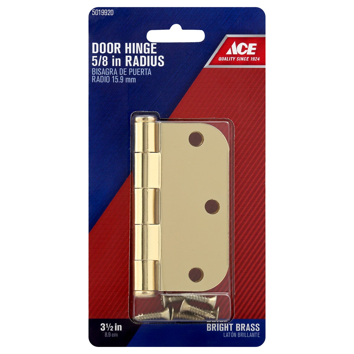 slide 5 of 7, ACE Bright Brass 5/8 in Radius 3-1/2 Inches Door Hinge 1 ea, 1 ct