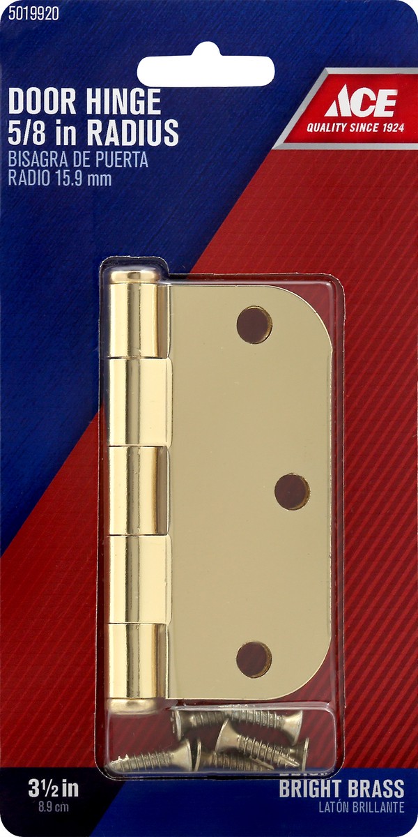 slide 1 of 7, ACE Bright Brass 5/8 in Radius 3-1/2 Inches Door Hinge 1 ea, 1 ct