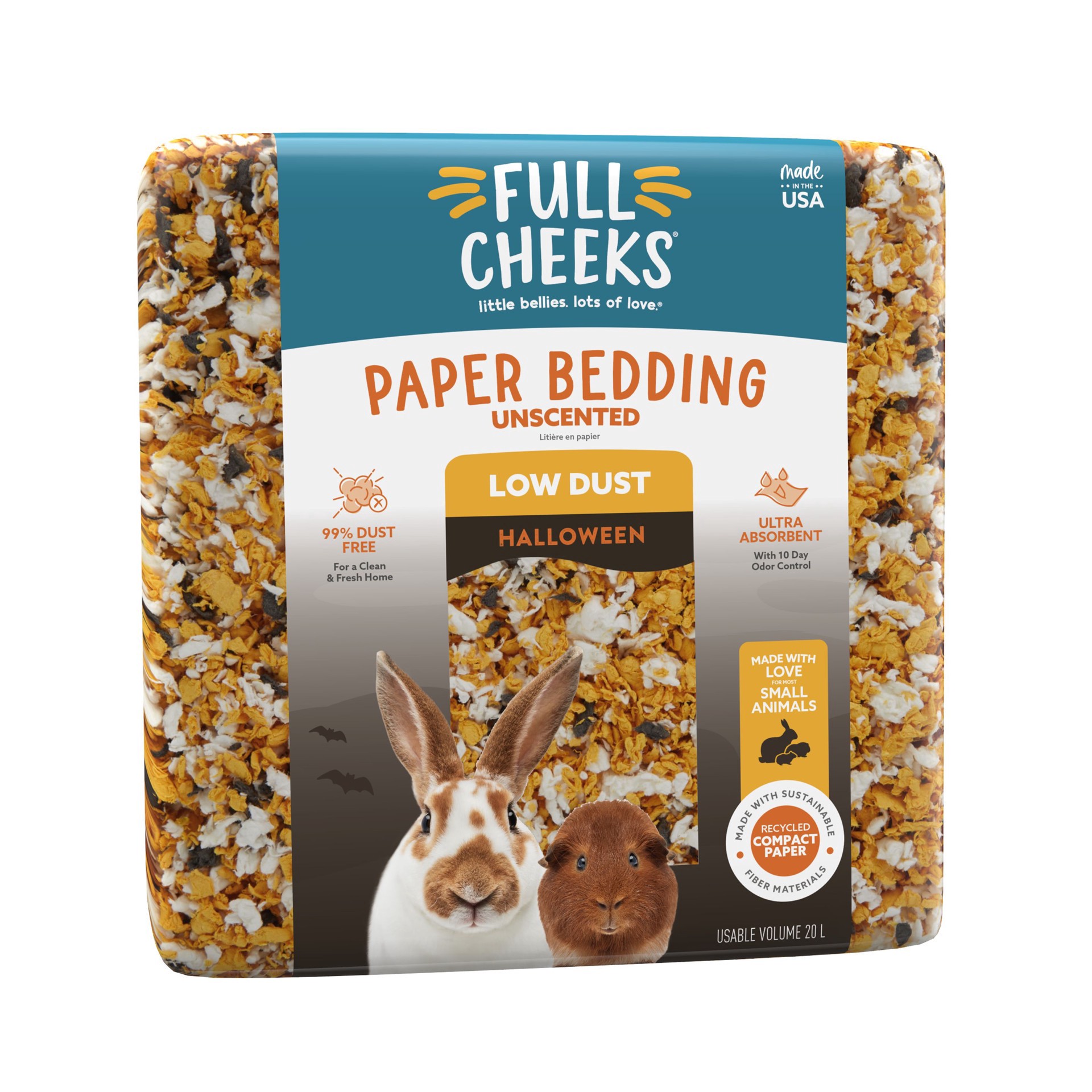 slide 1 of 1, Full Cheeks Thrills & Chills Halloween Small Pet Paper Bedding, 20 liter