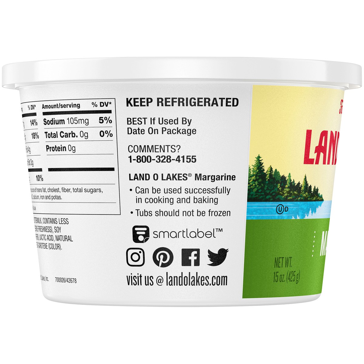 slide 7 of 9, Land O'Lakes Margarine, 15 oz Tub, 15 oz