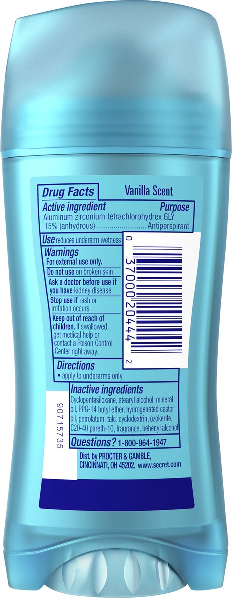 slide 2 of 3, Secret Invisible Solid Antiperspirant and Deodorant - Vanilla Scent - 2.6oz, 2.6 oz