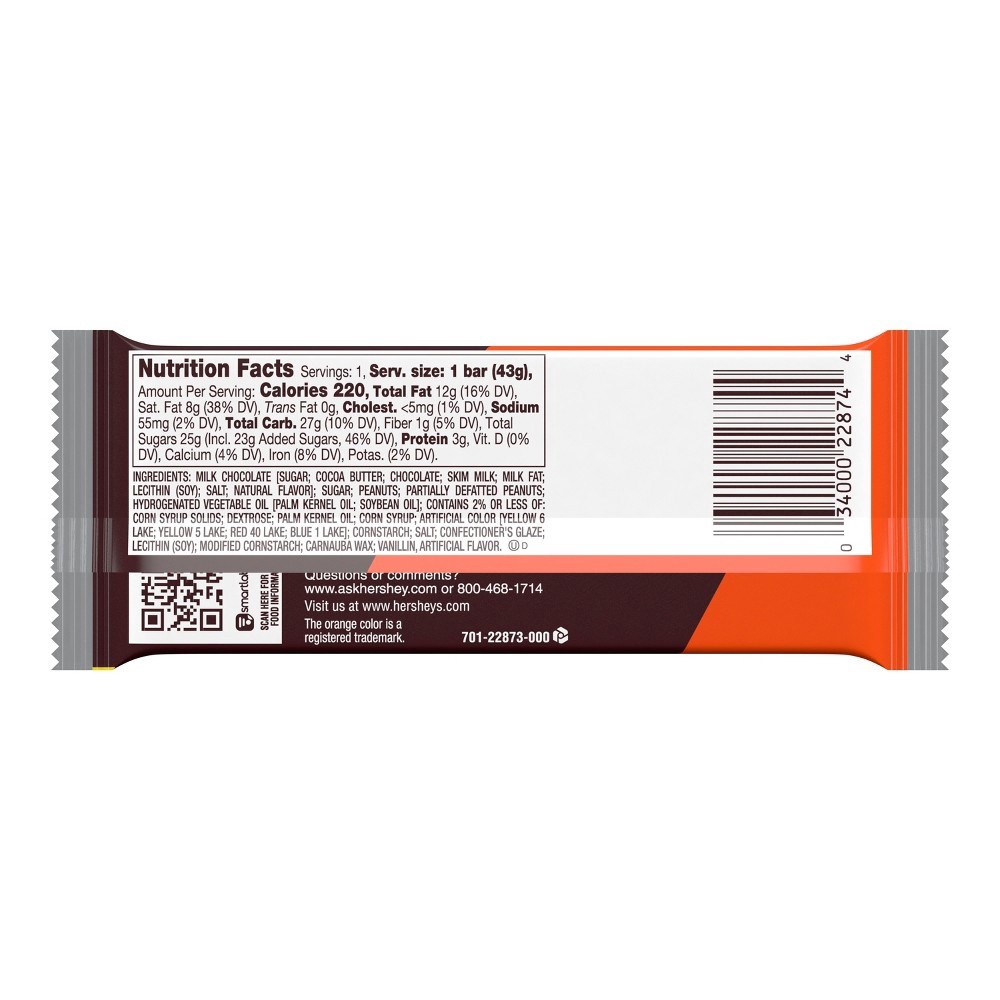 slide 4 of 5, Hershey's Milk Chocolate & Reese's Pieces Candy Bar, 1.55 oz