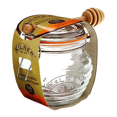 slide 1 of 1, Kilner Clip Top Round Honey Pot with Beachwood Dipper, 1 ct