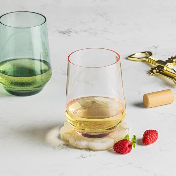 slide 1 of 1, Hy-Vee Seasons Acrylic Stemless Wine Glass In Pink, 16oz, 1 ct