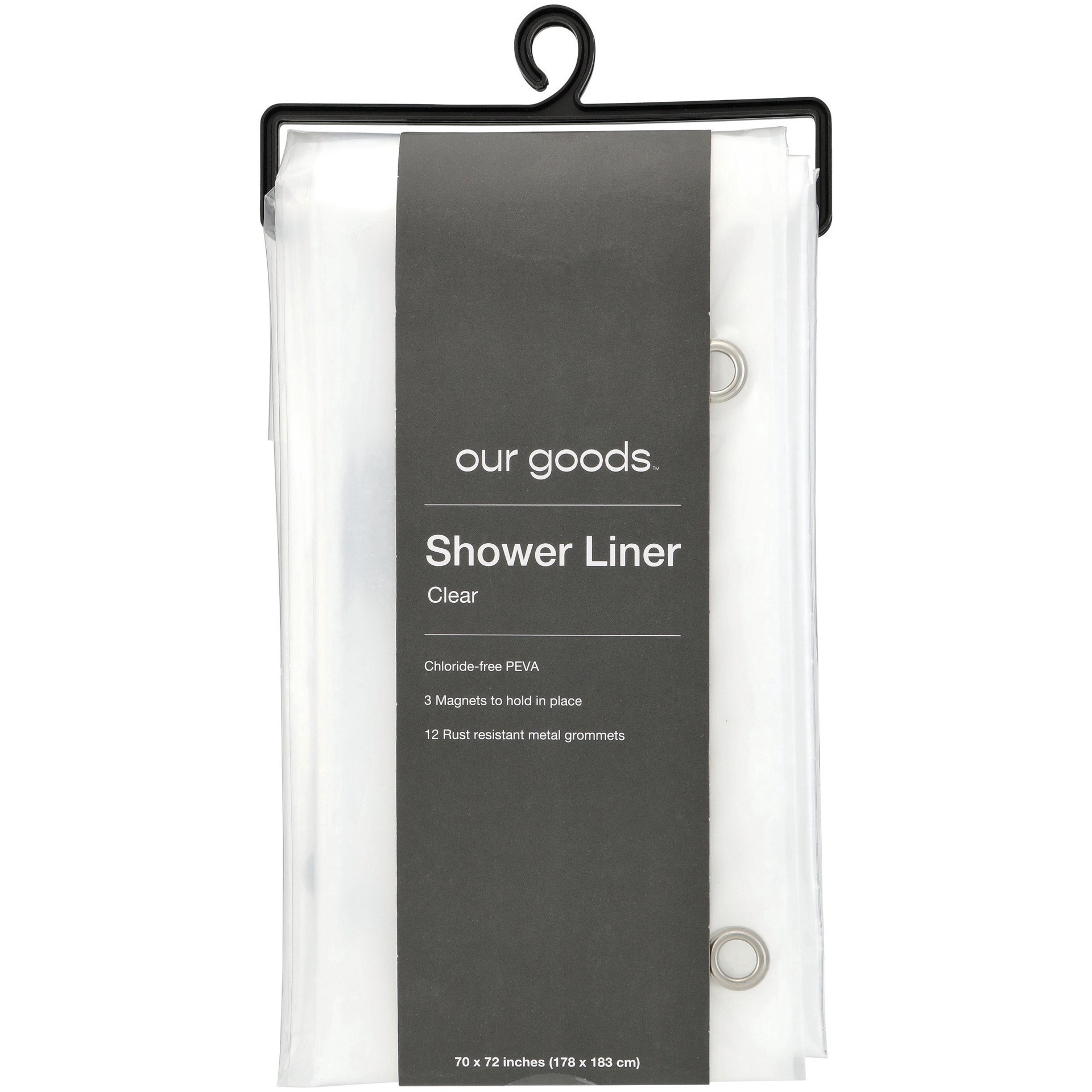 slide 1 of 1, our goods PEVA Shower Liner - Clear, 70 in x 72 in