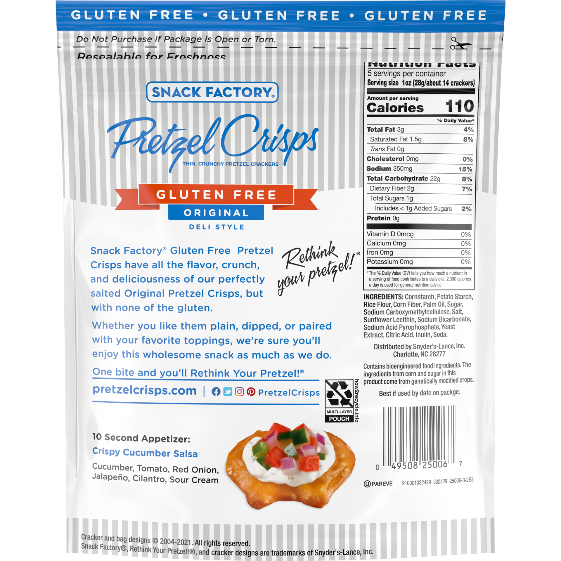 slide 5 of 5, Snack Factory Pretzel Crisps Gluten Free, Original Flavor, 5 Oz, 5 oz