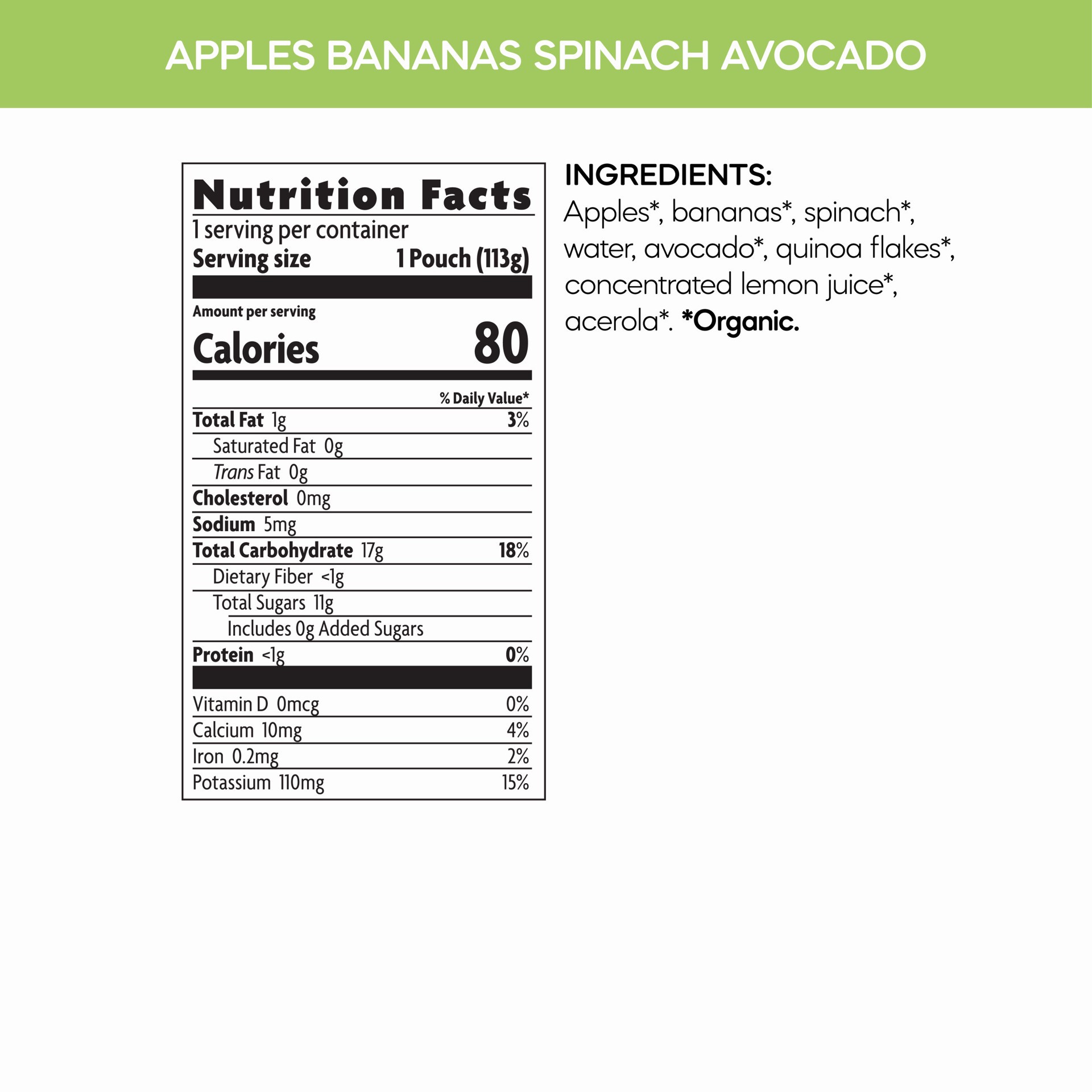 slide 3 of 3, Nature's Path Organic Love Child Organics Organic 6 Months + Apples/Bananas/Spinach/Avocado Baby Puree 4 oz, 4 oz