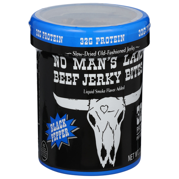 slide 1 of 1, C & B Farms No Man's Land Beef Jerky Bites, Black Pepper, 2 oz