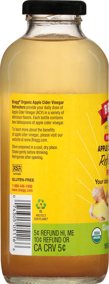 slide 10 of 13, Bragg Organic Apple Cider Vinegar Drink, Ginger Spice - 16 oz, 16 fl oz