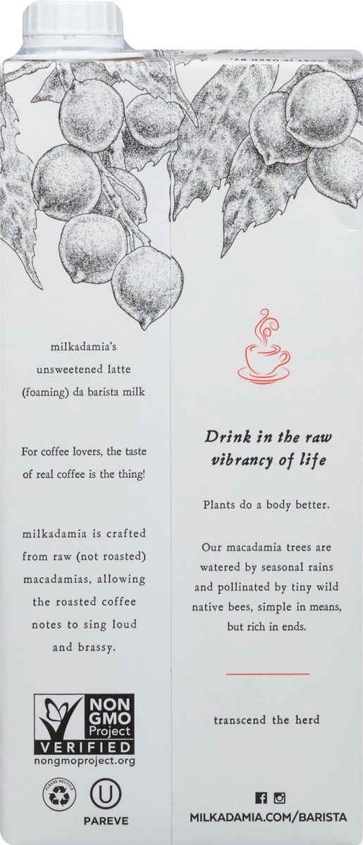 slide 5 of 9, Milkadamia Unsweetened Barista Macadamia Milk 32 fl oz, 32 oz