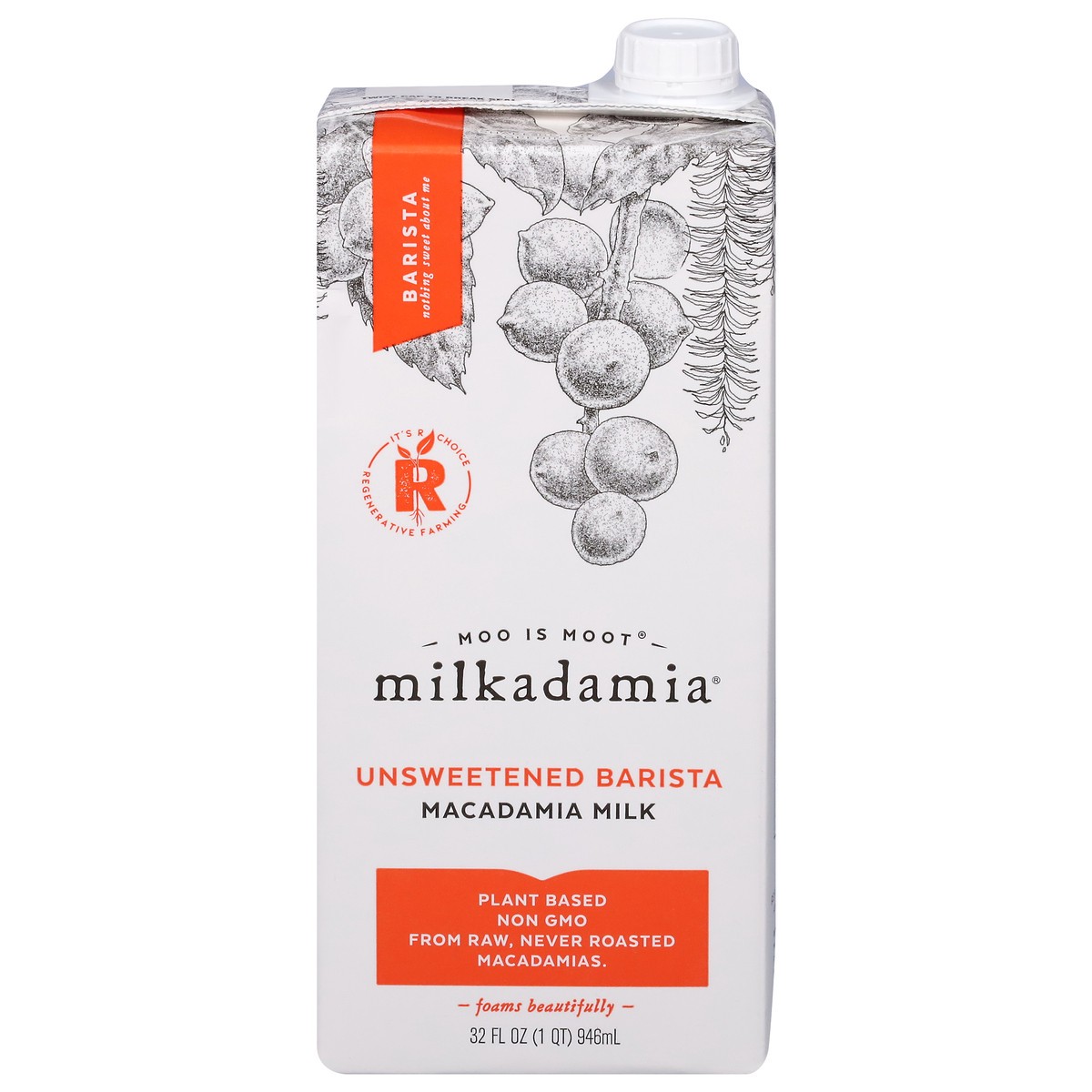 slide 1 of 9, Milkadamia Unsweetened Barista Macadamia Milk 32 fl oz, 32 oz