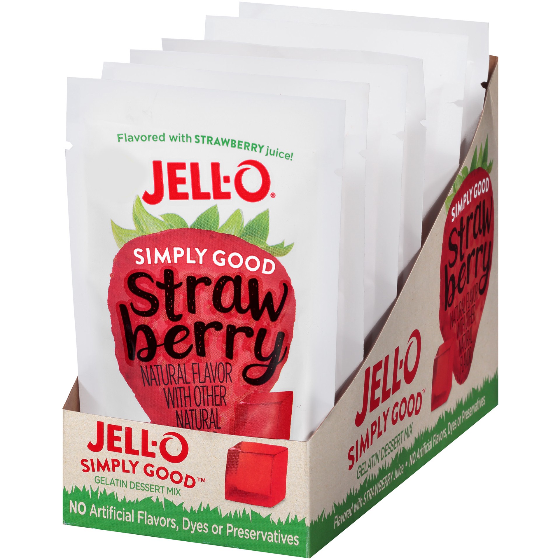 slide 2 of 5, JELL-O Simply Good Strawberry Gelatin Mix 3 oz Pouch, 3 oz