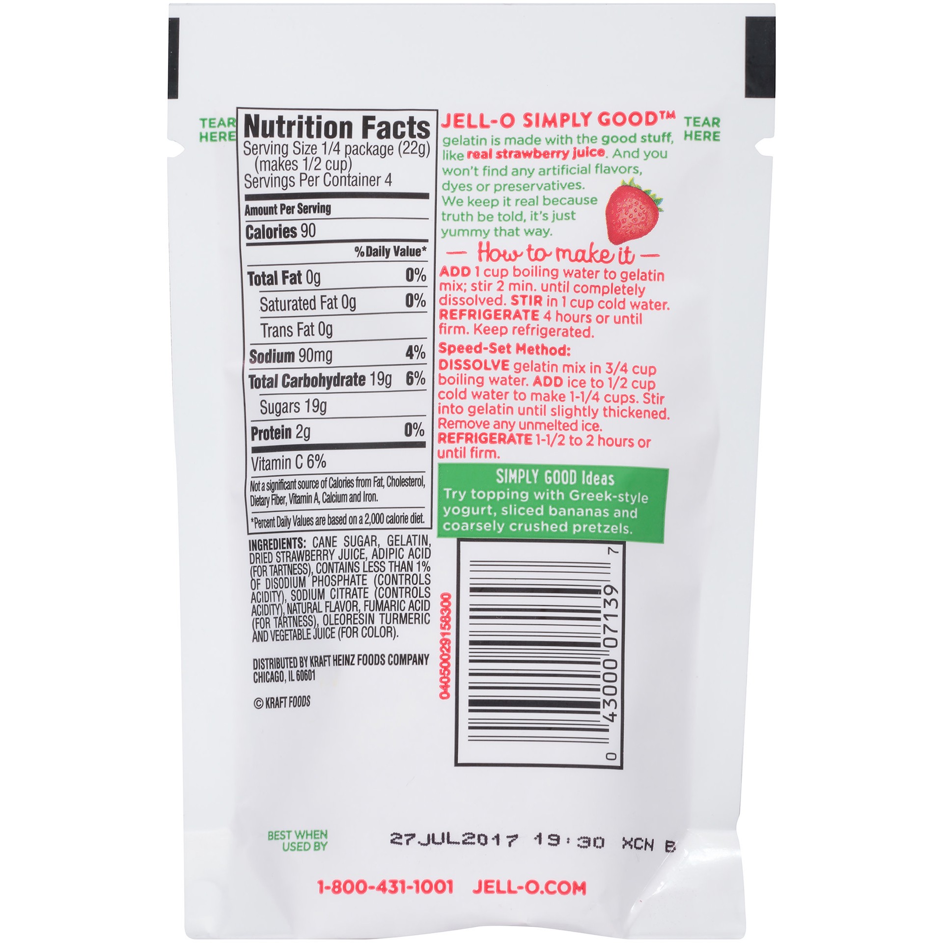 slide 5 of 5, JELL-O Simply Good Strawberry Gelatin Mix 3 oz Pouch, 3 oz