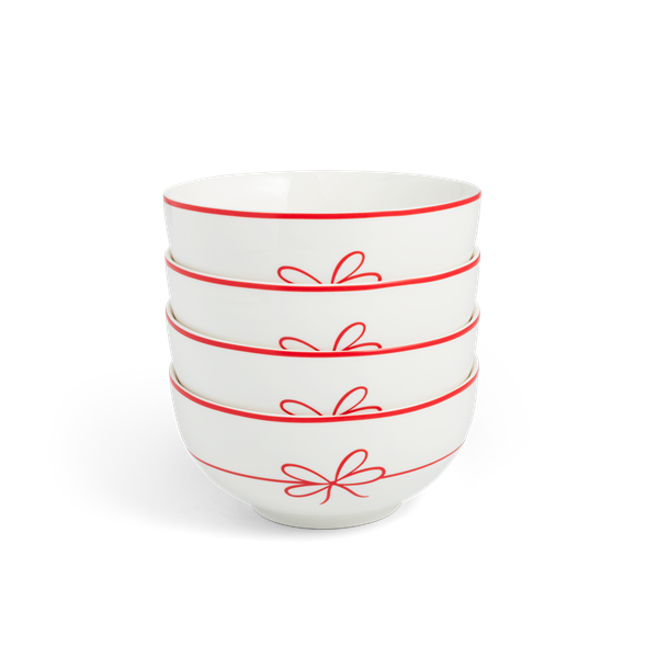 slide 1 of 1, Hy-Vee Seasons Red Bow Bowls, Set Of 4, 4 ct