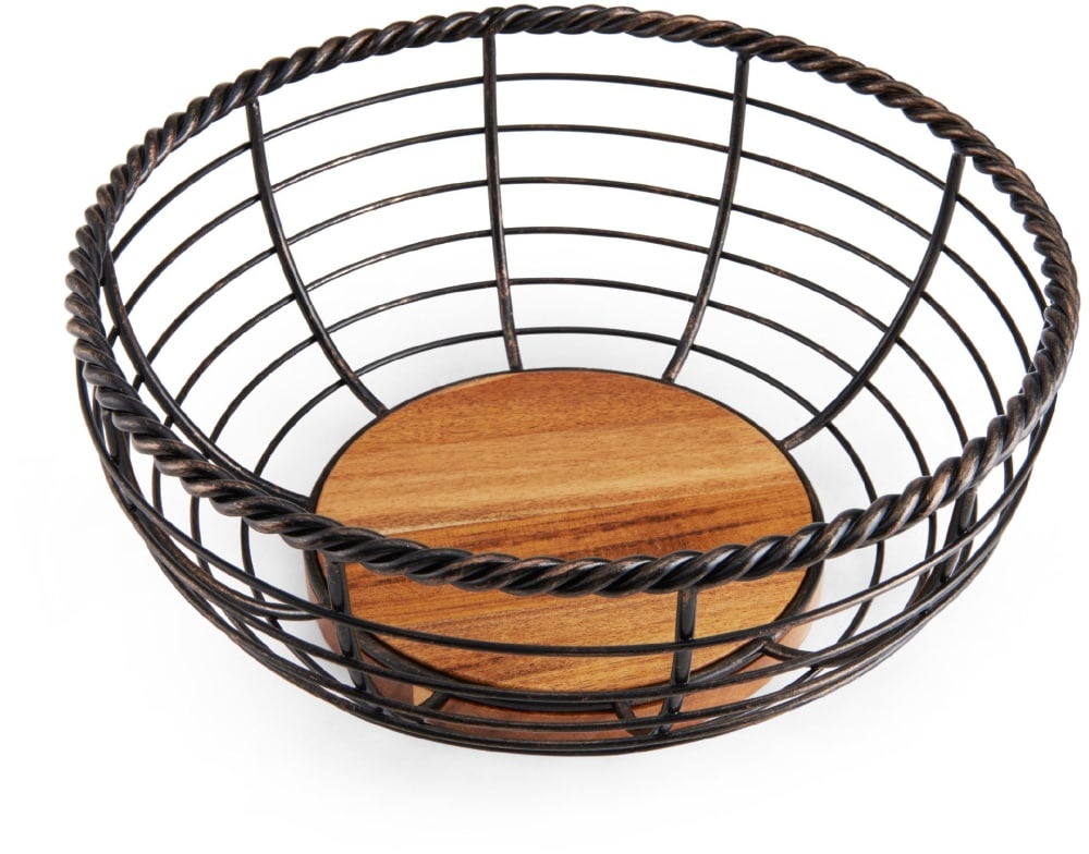slide 1 of 1, Mikasa Gourmet Basics Rope Round Fruit Basket, 5 in x 11 in