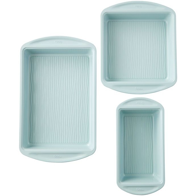 slide 1 of 1, Wilton Texturra Performance Nonstick Bakeware Set - Light Blue, 3 ct