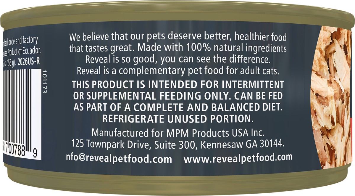 slide 3 of 11, Reveal Natural Wet Cat Food Tuna Fillet with Crab in Broth 5.5 oz Can, 5.50 oz