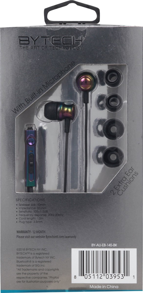 slide 2 of 12, Bytech Universal with Built-in Microphone Stereo Earbuds 1 ea, 1 ea