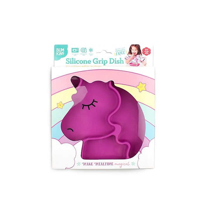 slide 5 of 9, Bumkins Unicorn Silicone Grip Dish - Purple, 1 ct