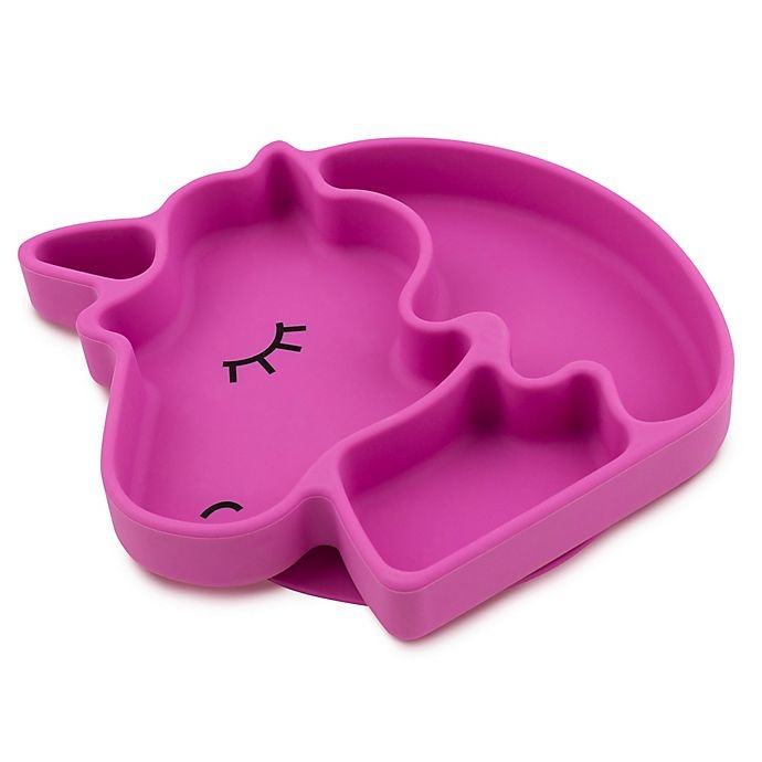 slide 1 of 9, Bumkins Unicorn Silicone Grip Dish - Purple, 1 ct