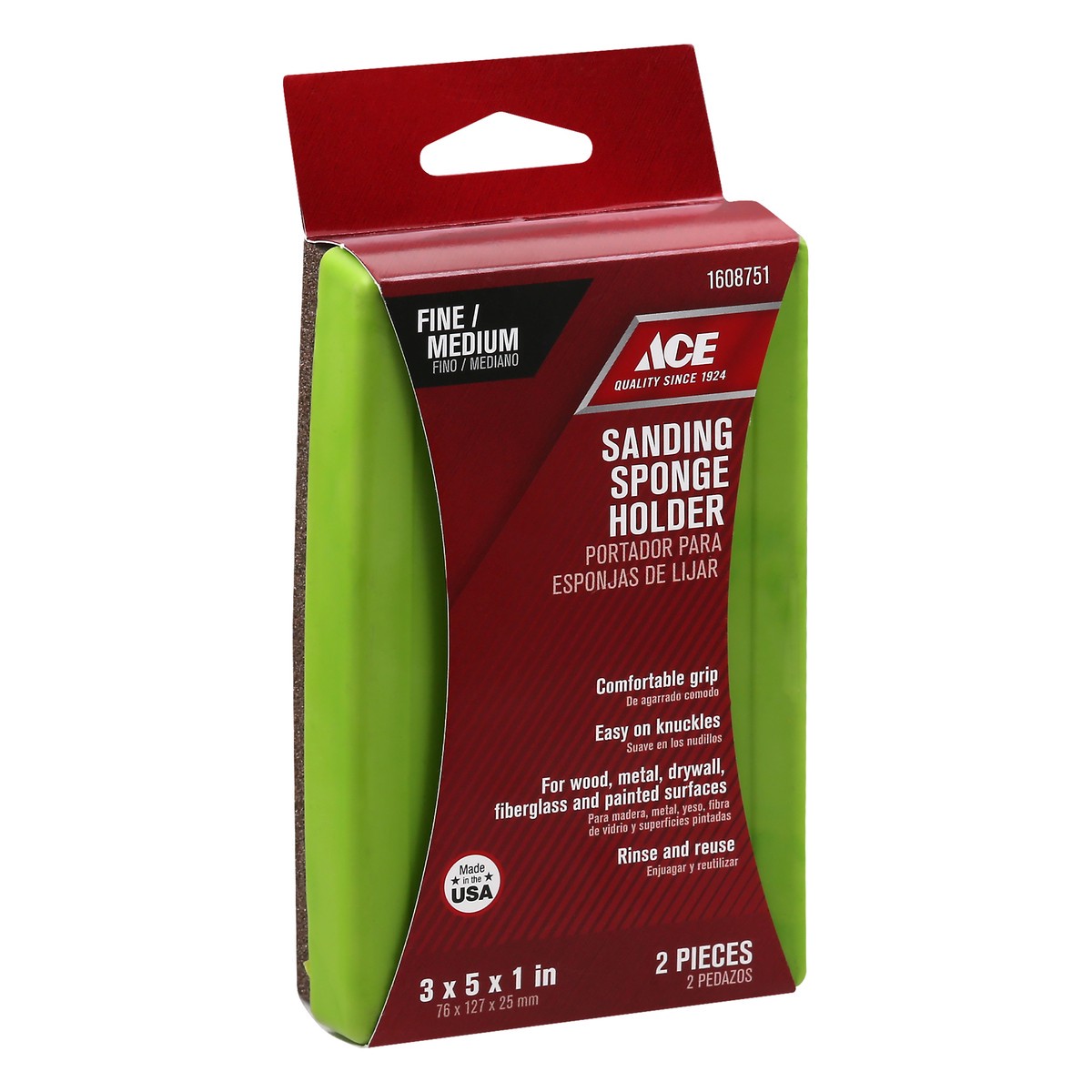 slide 3 of 10, ACE Fine/Medium Sanding Sponge Holder 2 ea, 2 ct