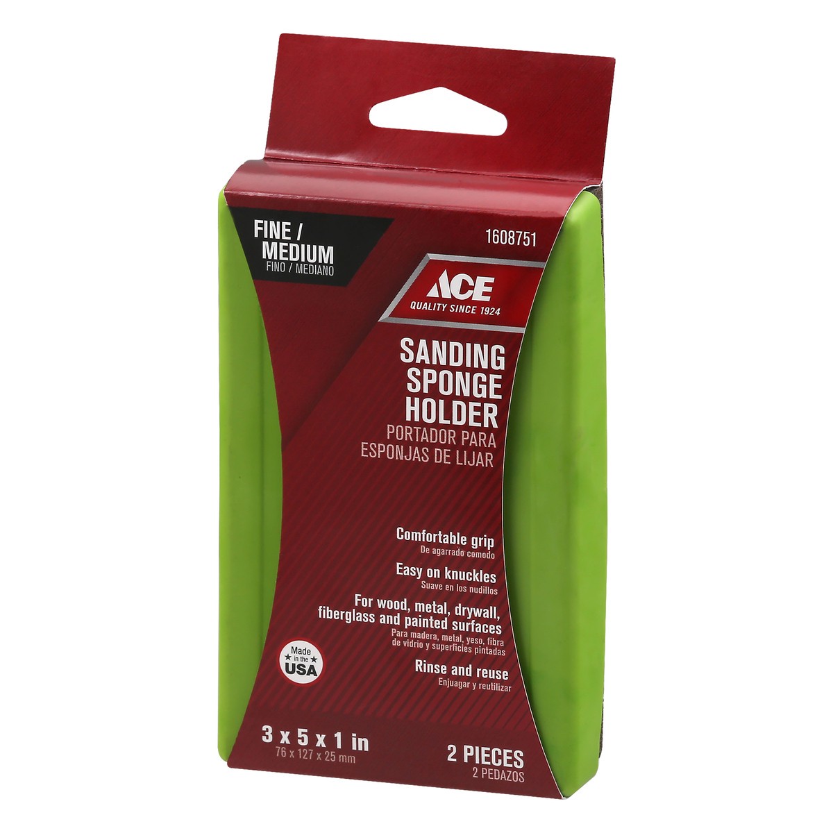 slide 4 of 10, ACE Fine/Medium Sanding Sponge Holder 2 ea, 2 ct
