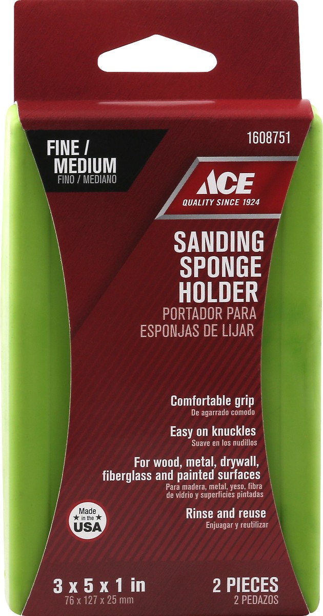 slide 1 of 10, ACE Fine/Medium Sanding Sponge Holder 2 ea, 2 ct