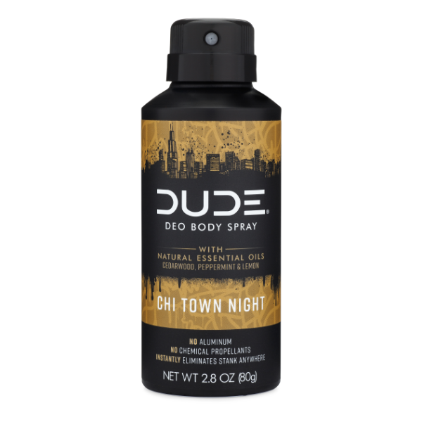 slide 1 of 1, DUDE Chi Town Night Deodorant Spray, 2.8 oz
