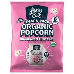 LesserEvil Organic Himalayan Pink Salt Popcorn Snack Pack 8 ea