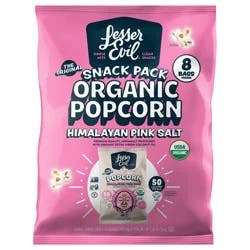 LesserEvil Organic Himalayan Pink Salt Popcorn Snack Pack 8 ea