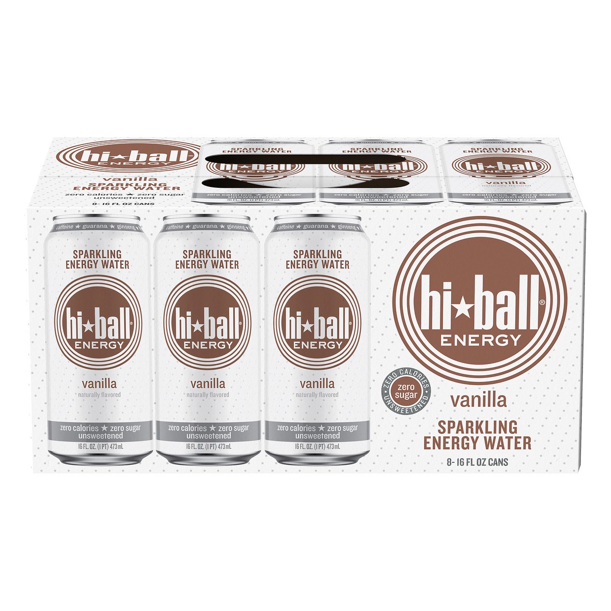 slide 1 of 1, Hiball Energy Vanilla Sparkling Energy Water 8 ea, 8 ct