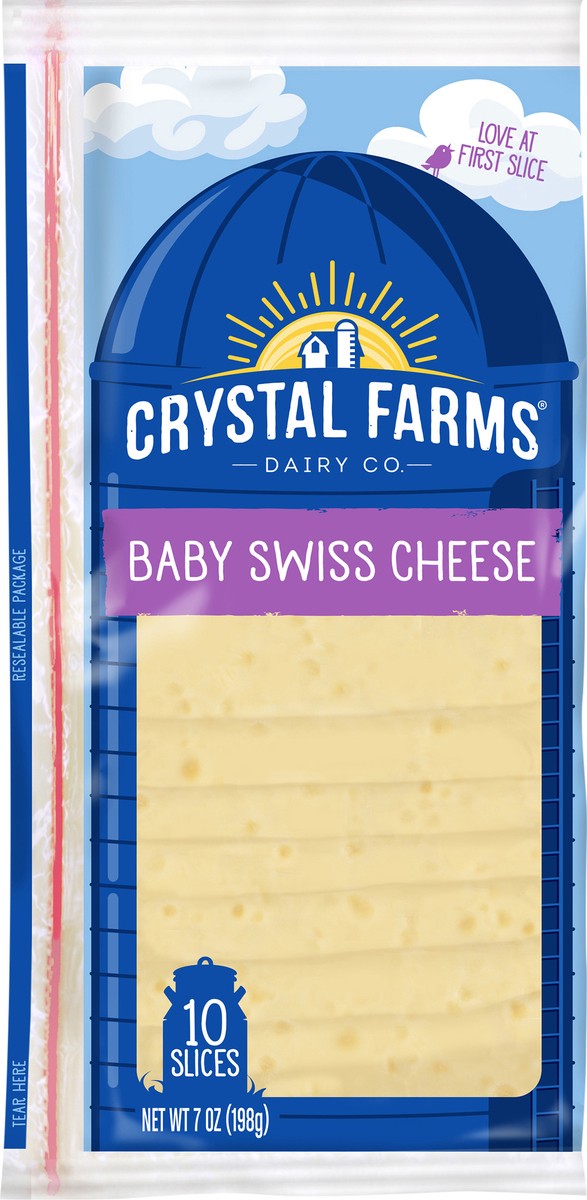 slide 3 of 8, Crystal Farms Baby Swiss Singles, 7 oz