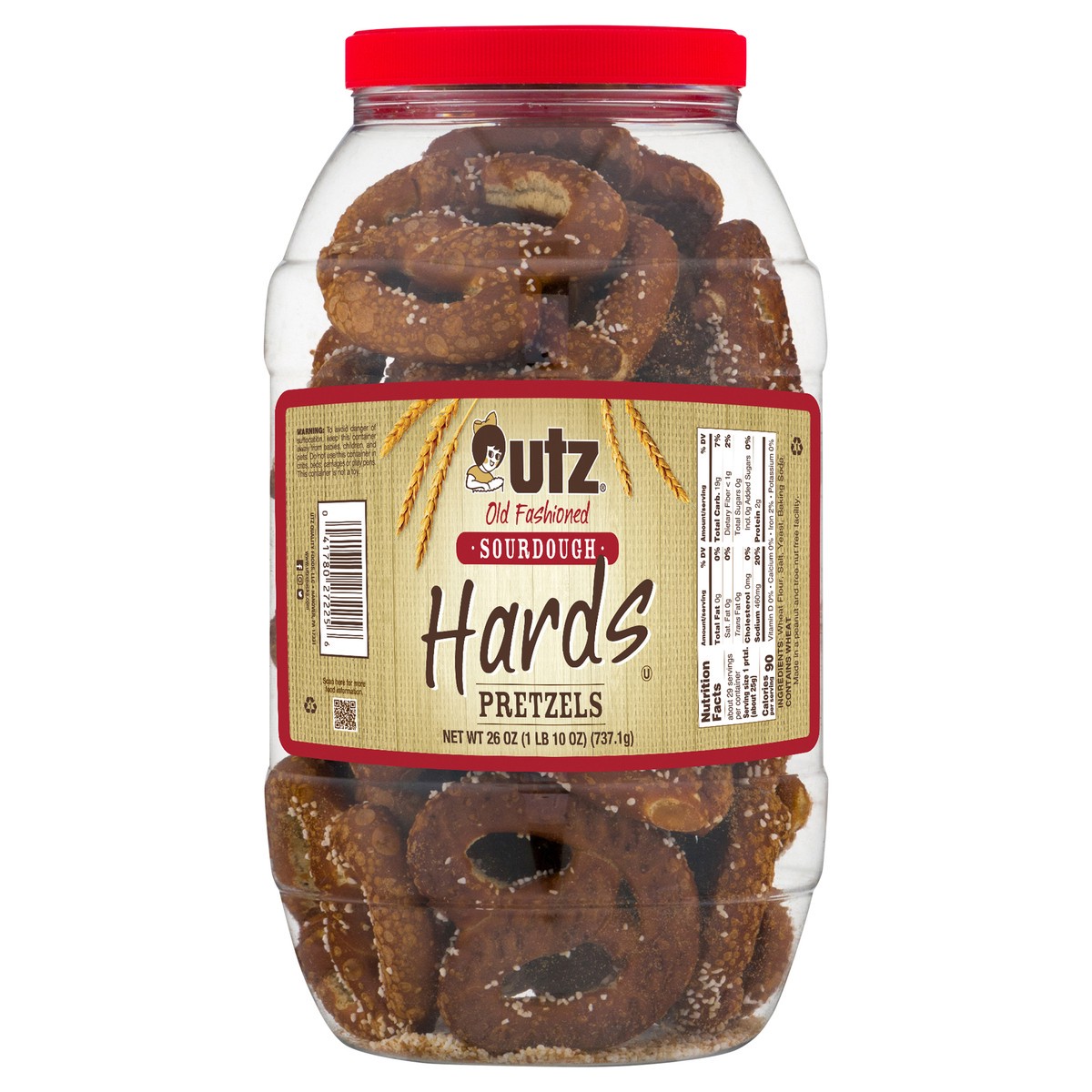 slide 9 of 11, Utz 26 oz Utz Old Fashioned Sourdough Hards Pretzels Barrel, 26 oz