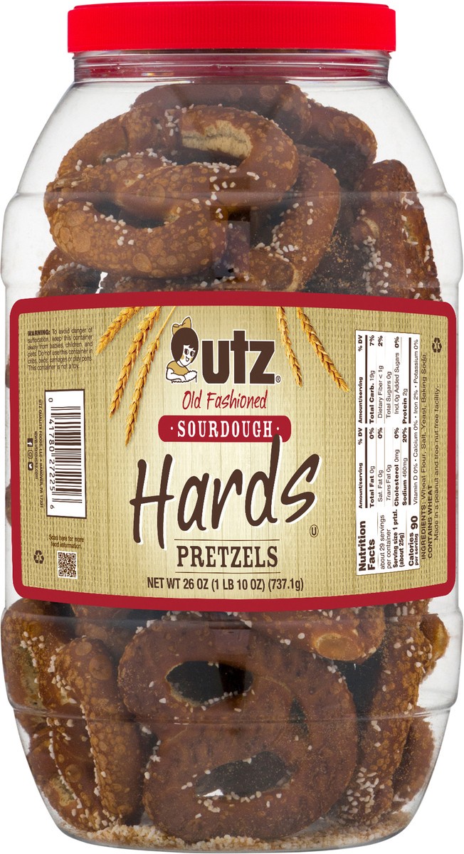 slide 6 of 11, Utz 26 oz Utz Old Fashioned Sourdough Hards Pretzels Barrel, 26 oz