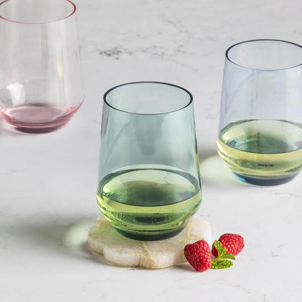 slide 1 of 1, Hy-Vee Seasons Acrylic Stemless Wine Glass In Green, 16oz, 1 ct