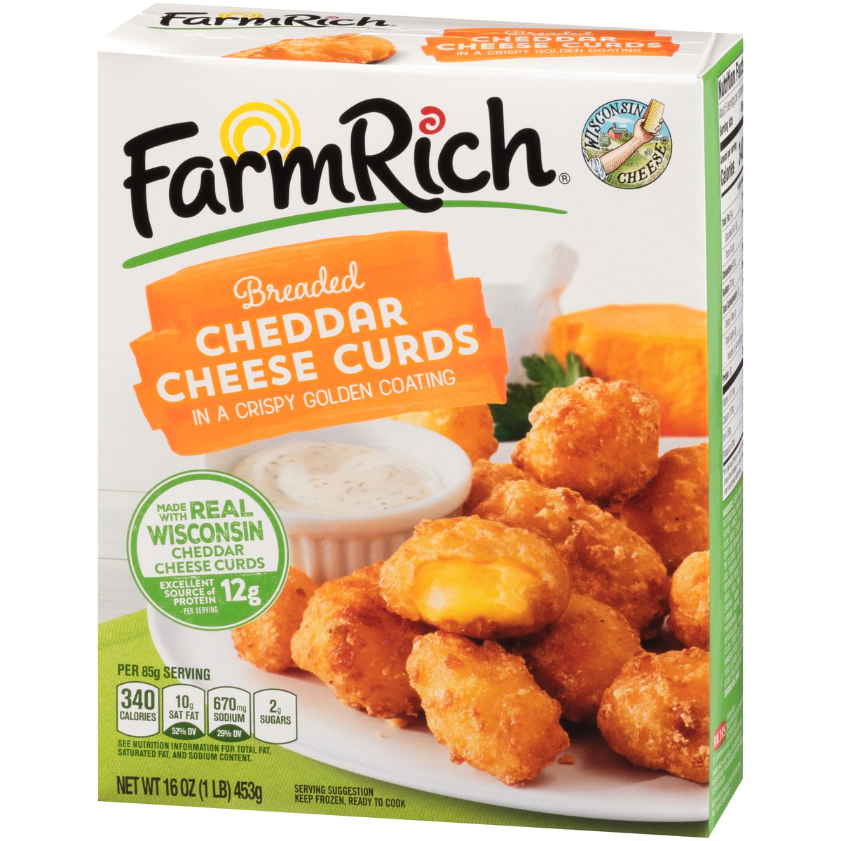 slide 12 of 13, Farm Rich Breaded Cheddar Cheese Curds 16 oz. Box, 16 oz