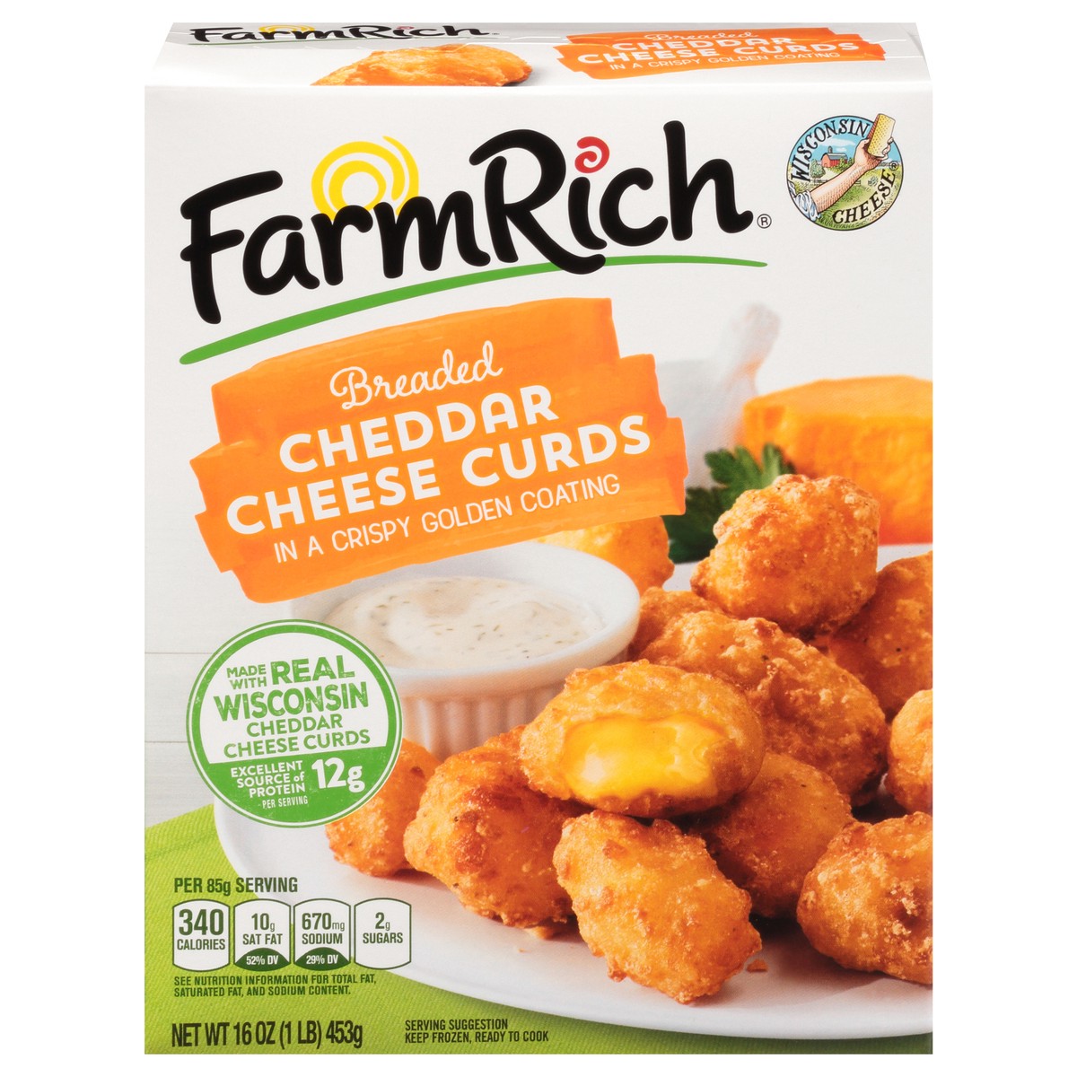 slide 6 of 13, Farm Rich Breaded Cheddar Cheese Curds 16 oz. Box, 16 oz