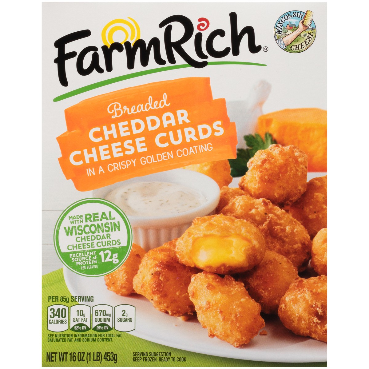 slide 1 of 13, Farm Rich Breaded Cheddar Cheese Curds 16 oz. Box, 16 oz