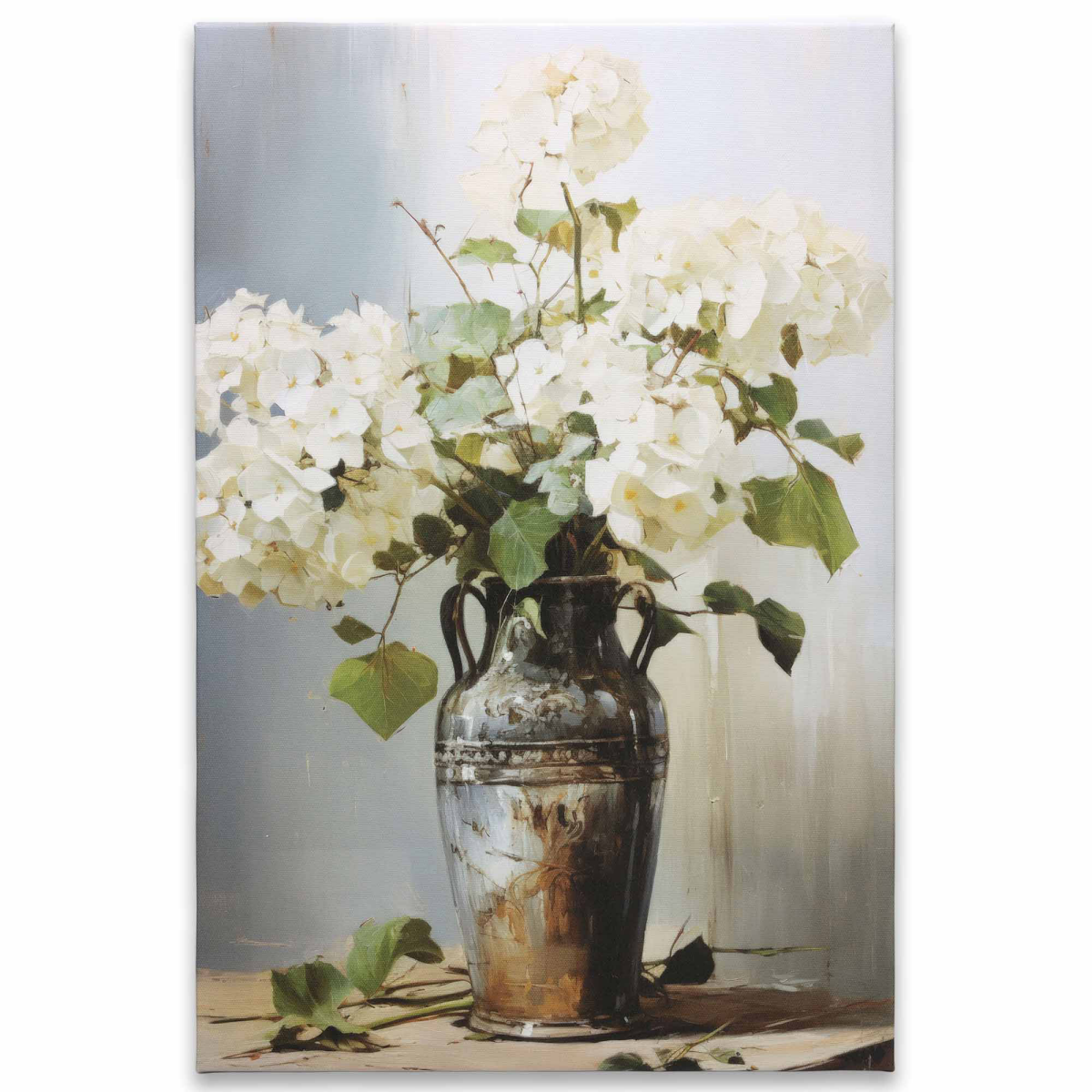 slide 1 of 3, White Hydrangea Canvas, 1 ct