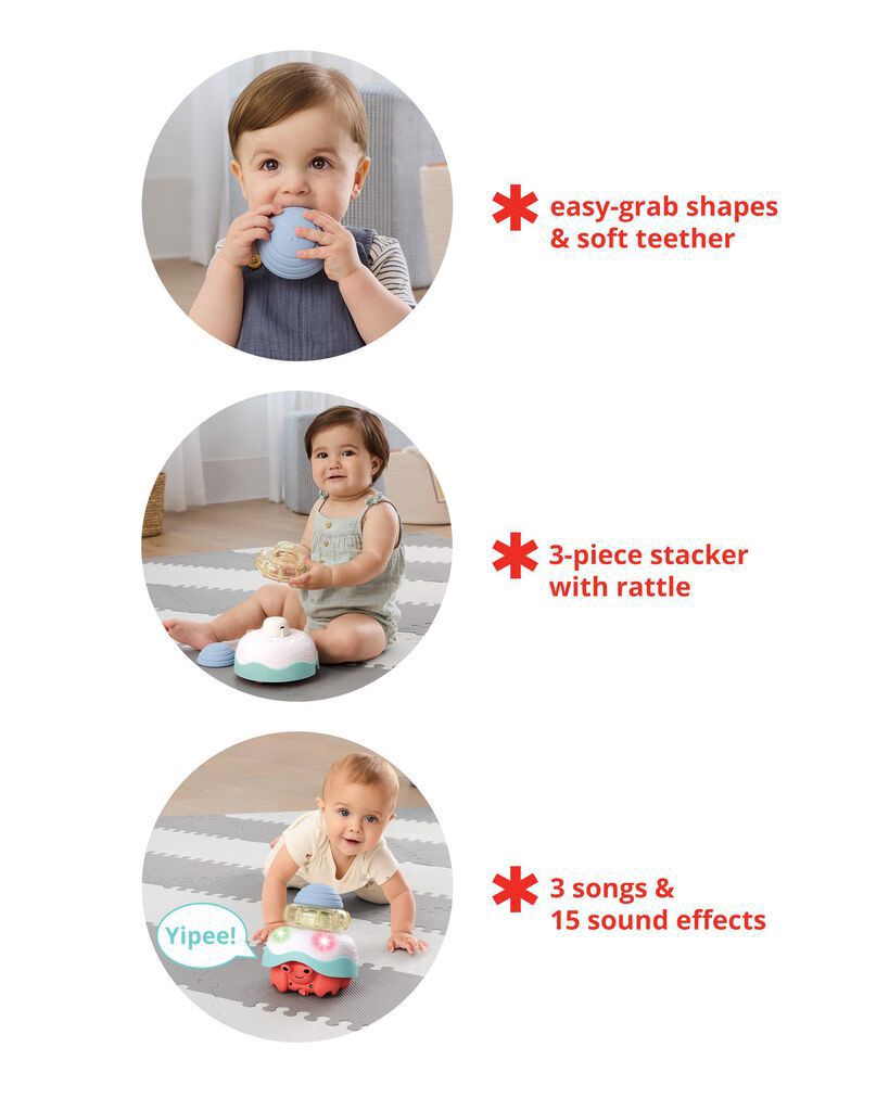 slide 2 of 7, Skiphop Baby Stack & Crawl 4-in-1 Crab Baby Crawl Toy Multi NS, 1 ct