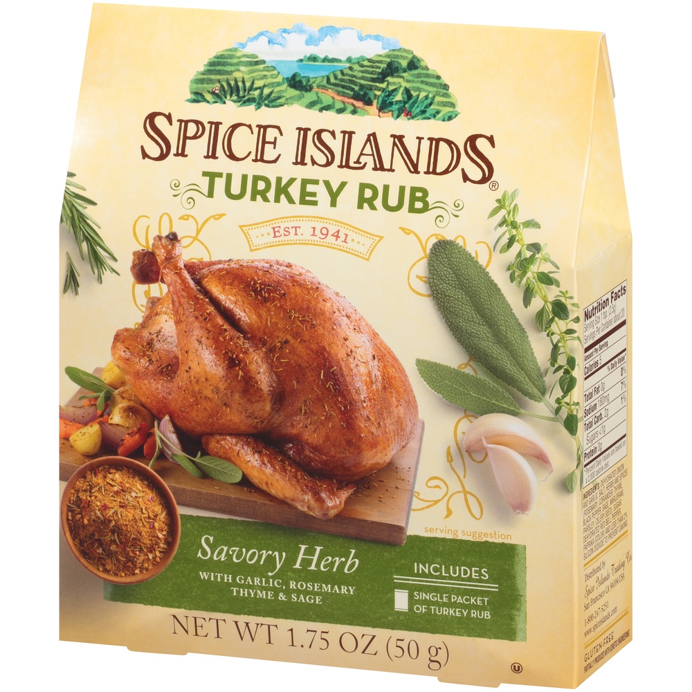 slide 3 of 8, Spice Islands Savory Herb Turkey Rub, 1.75 oz