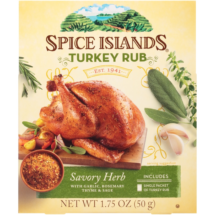 slide 1 of 8, Spice Islands Savory Herb Turkey Rub, 1.75 oz