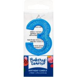 DecoPac Three Birthday Candle Cake Decoration - Blue