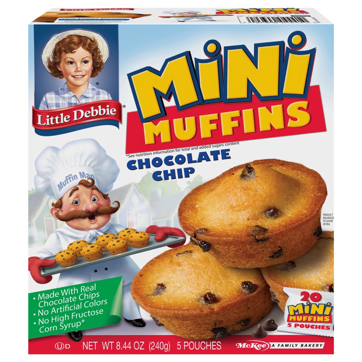 slide 1 of 13, Little Debbie Snack Cakes, Little Debbie Family Pack Mini Muffins (Chocolate Chip), 5 ct