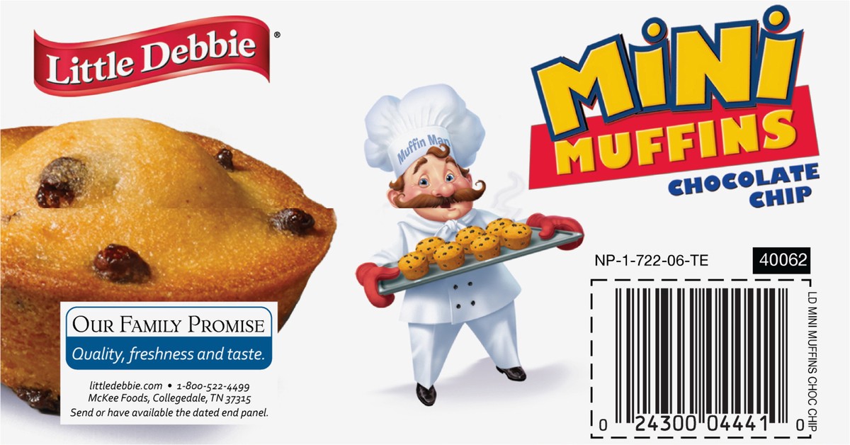 slide 12 of 13, Little Debbie Snack Cakes, Little Debbie Family Pack Mini Muffins (Chocolate Chip), 5 ct