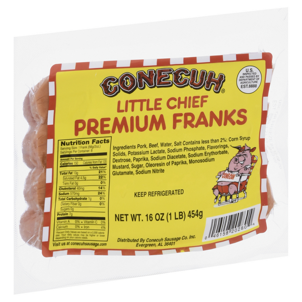 slide 1 of 1, Conecuh Little Chief Premium Franks, 16 oz