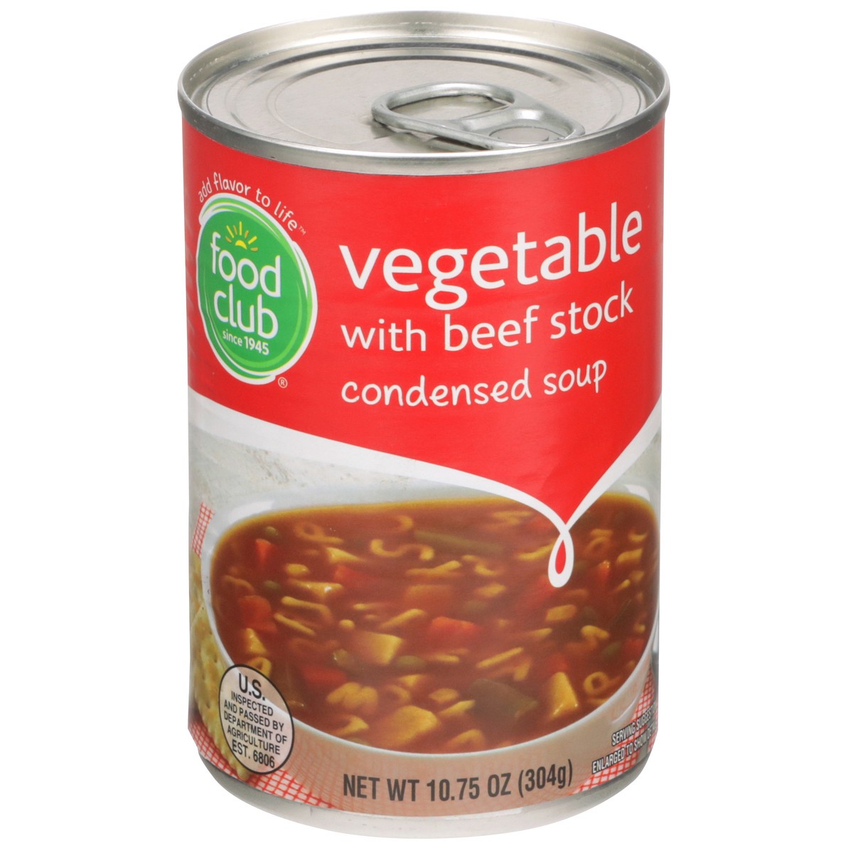 slide 1 of 9, Food Club Vegetable With Beef Stock Condensed Soup, 10.75 oz